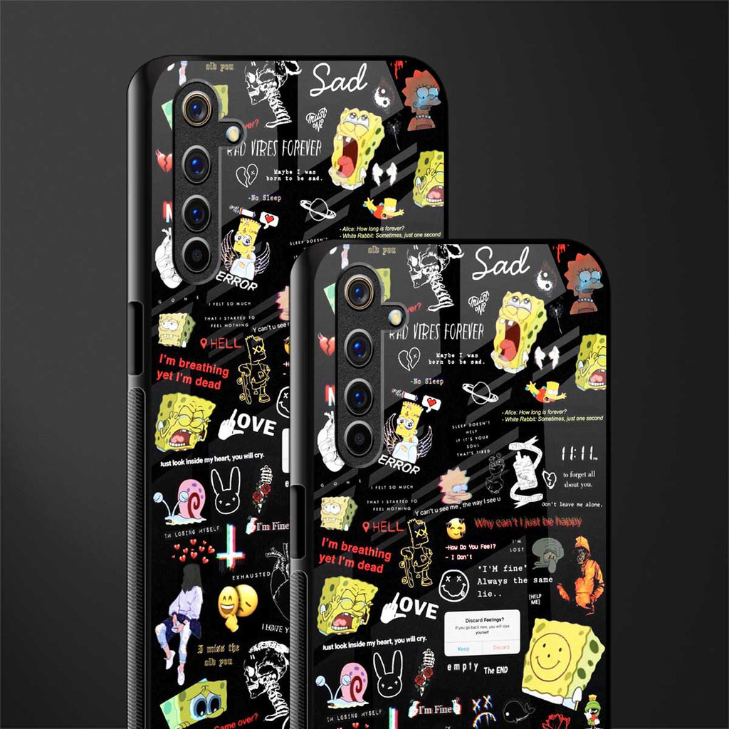 black aesthetic collage glass case for realme 6 pro image-2