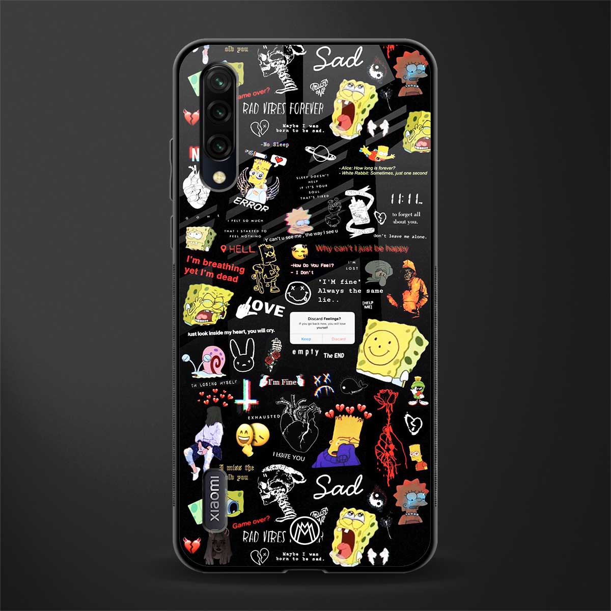 black aesthetic collage glass case for mi a3 redmi a3 image