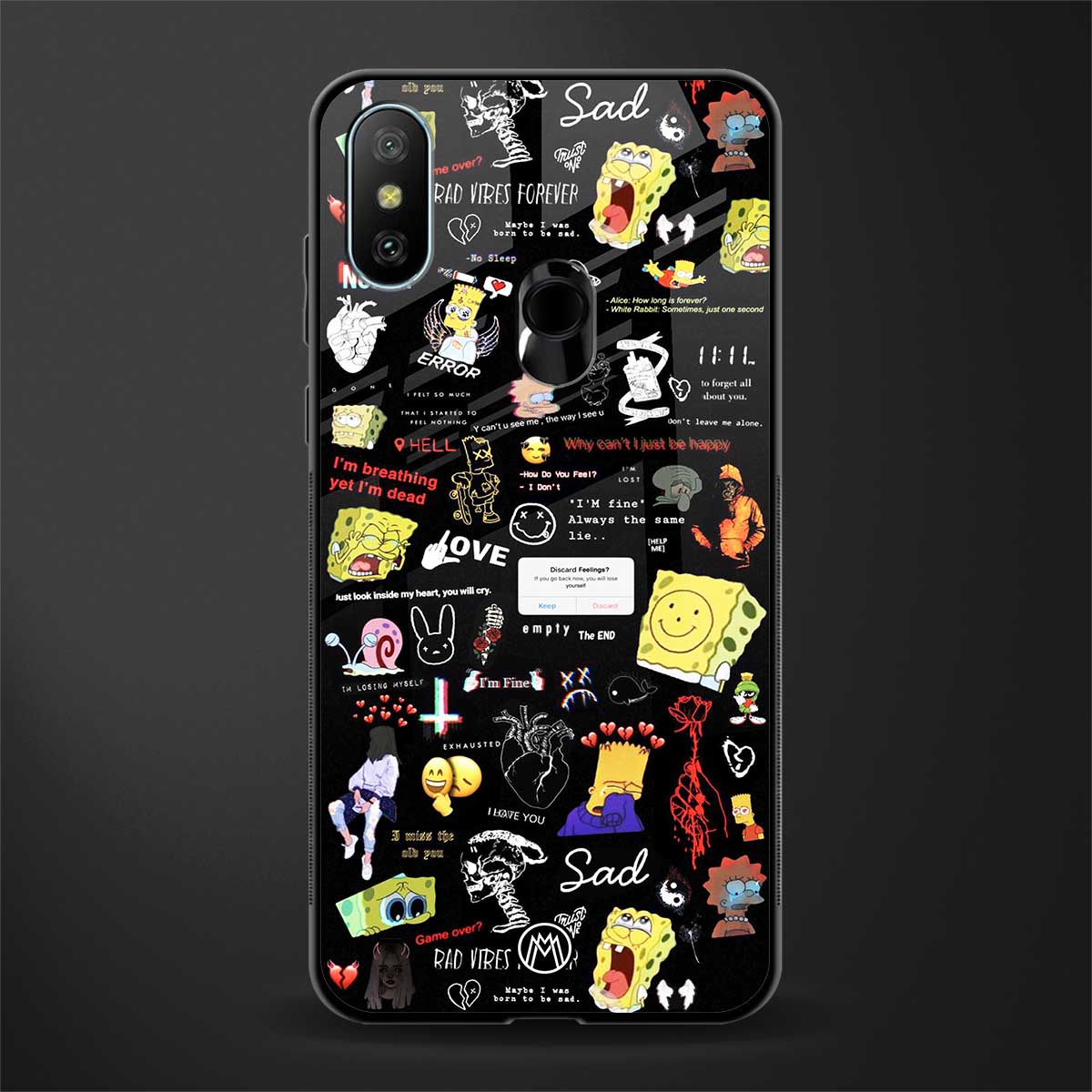 black aesthetic collage glass case for redmi 6 pro image