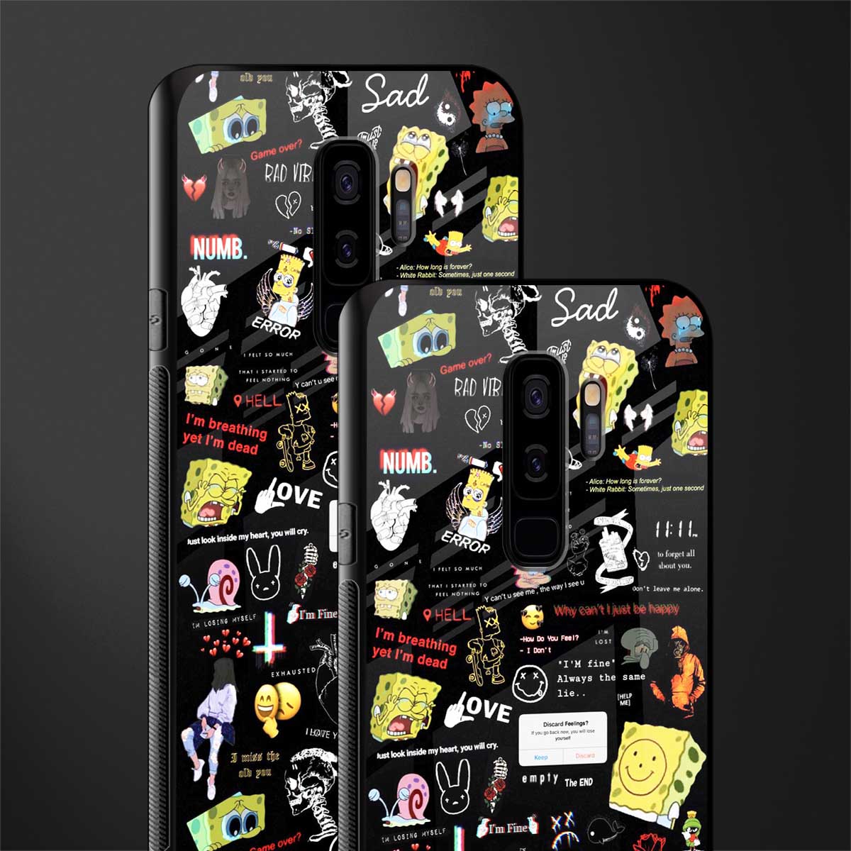 black aesthetic collage glass case for samsung galaxy s9 plus image-2