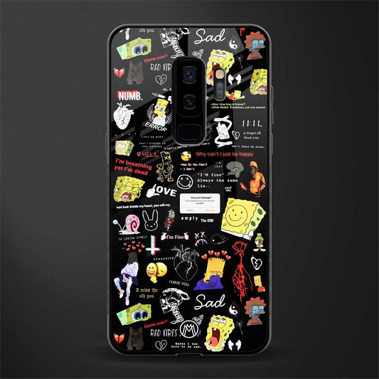 black aesthetic collage glass case for samsung galaxy s9 plus image
