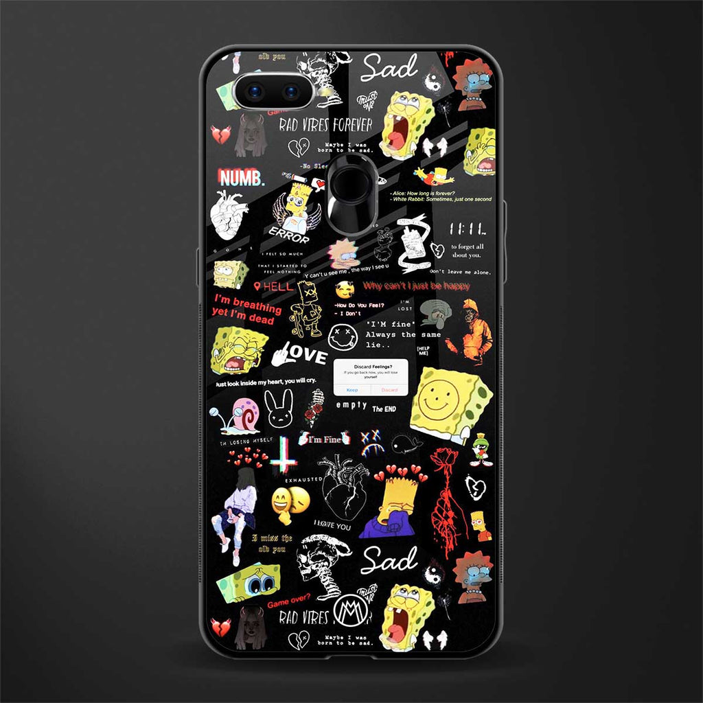 black aesthetic collage glass case for oppo a7 image