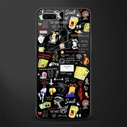 black aesthetic collage glass case for oppo f9f9 pro image