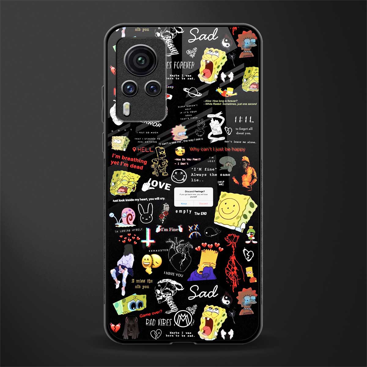 black aesthetic collage glass case for vivo x60 pro image