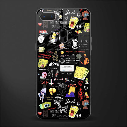 black aesthetic collage glass case for oppo a5 image