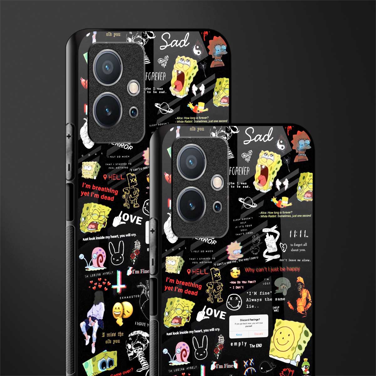 black aesthetic collage glass case for vivo y75 5g image-2