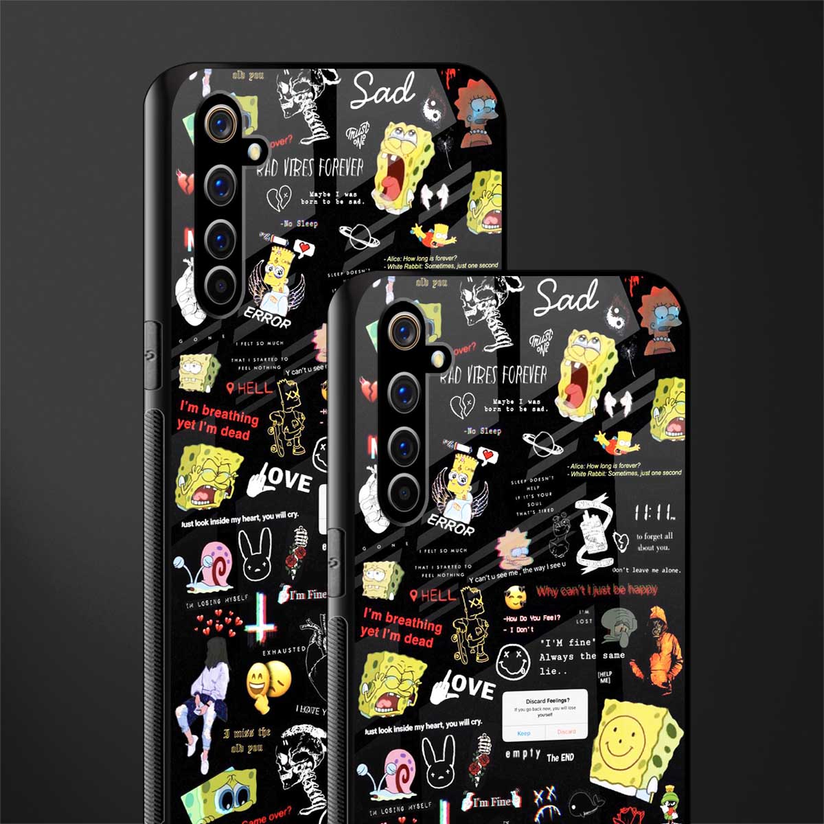 black aesthetic collage glass case for realme x50 pro image-2