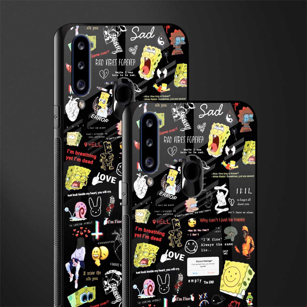black aesthetic collage glass case for samsung galaxy a20s image-2