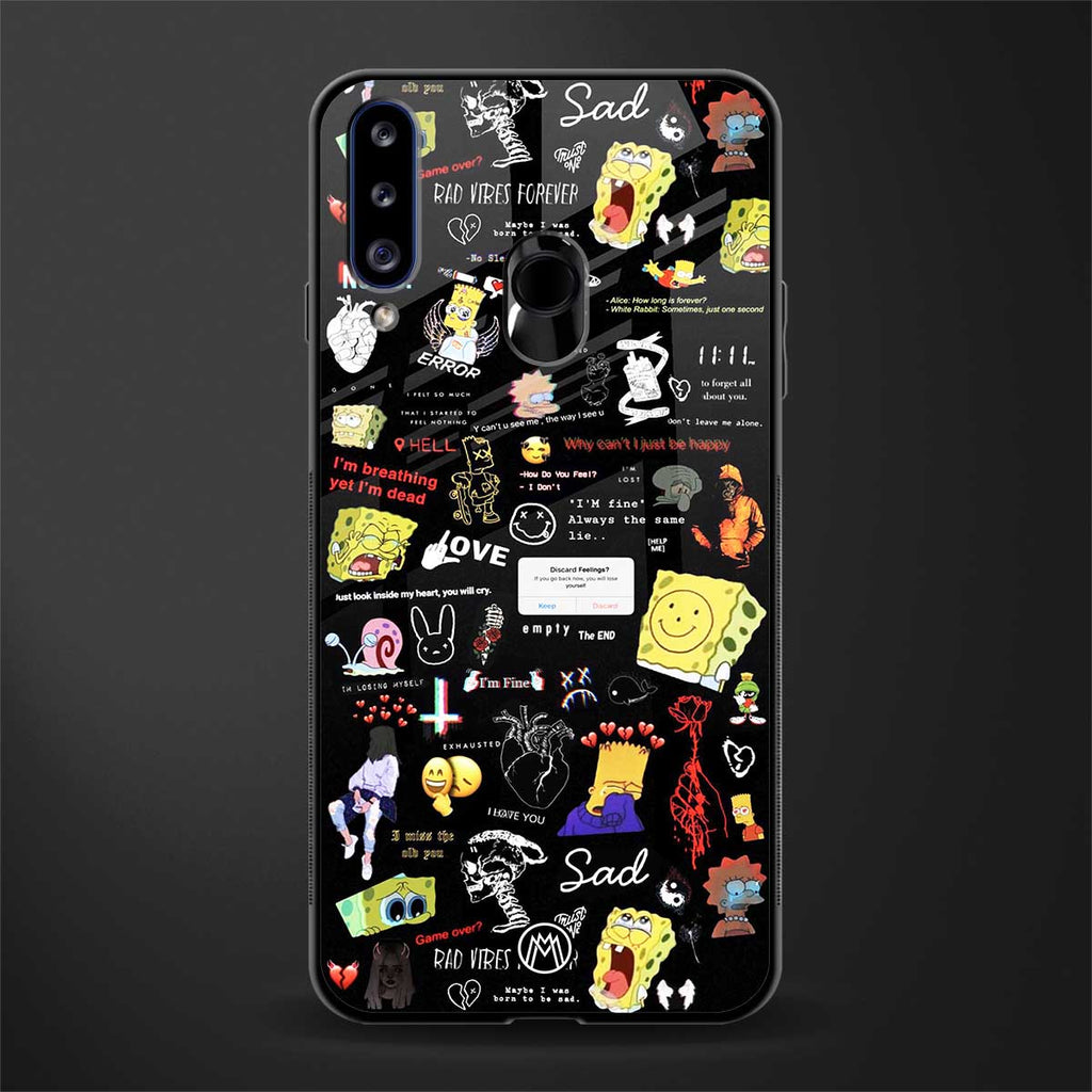black aesthetic collage glass case for samsung galaxy a20s image