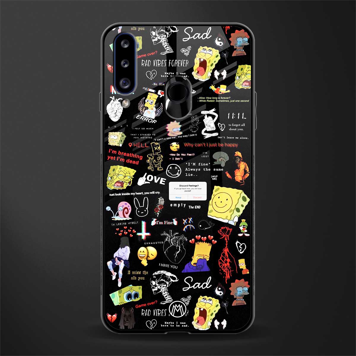 black aesthetic collage glass case for samsung galaxy a20s image
