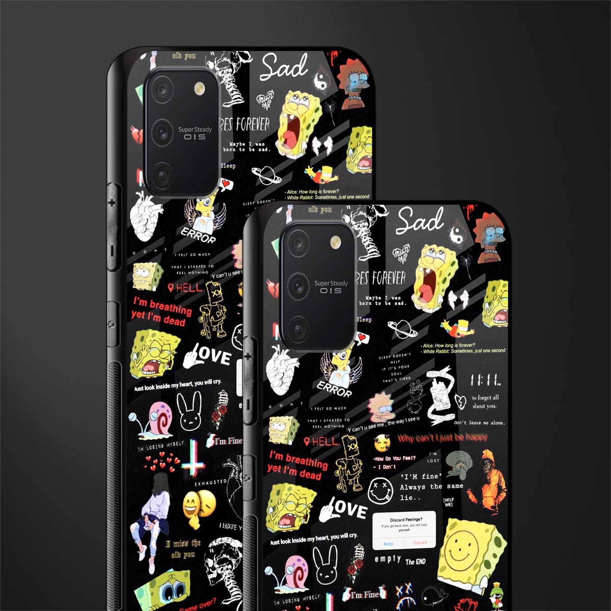 black aesthetic collage glass case for samsung galaxy a91 image-2