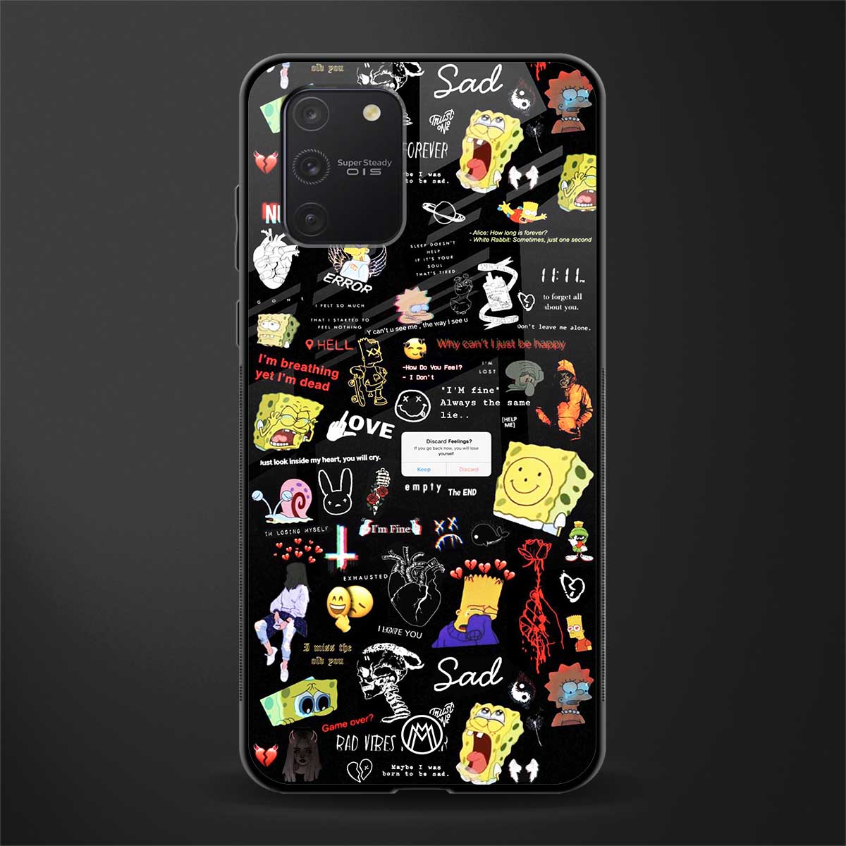 black aesthetic collage glass case for samsung galaxy a91 image