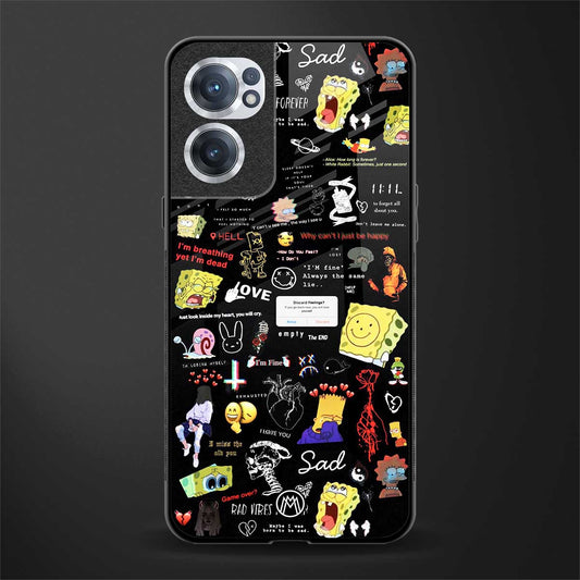 black aesthetic collage glass case for oneplus nord ce 2 5g image