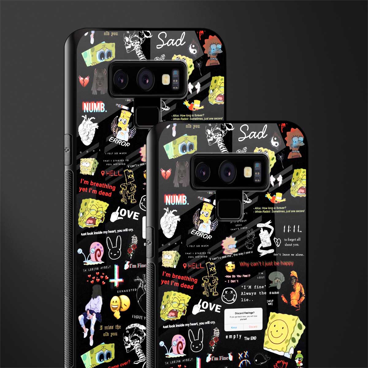 black aesthetic collage glass case for samsung galaxy note 9 image-2