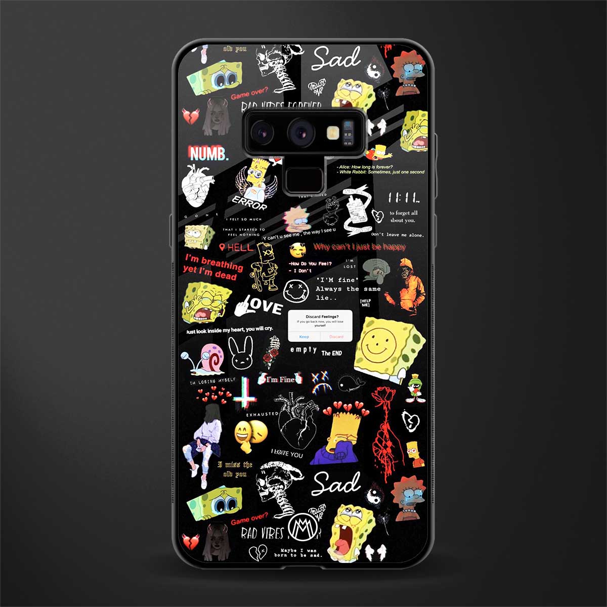 black aesthetic collage glass case for samsung galaxy note 9 image