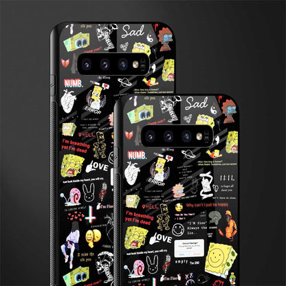 black aesthetic collage glass case for samsung galaxy s10 plus image-2