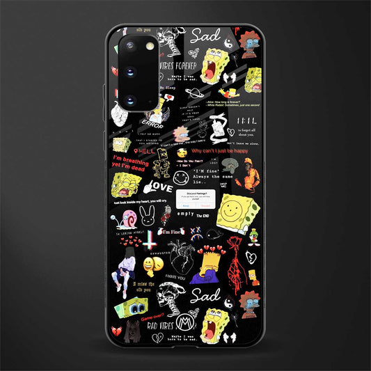 black aesthetic collage glass case for samsung galaxy s20 image
