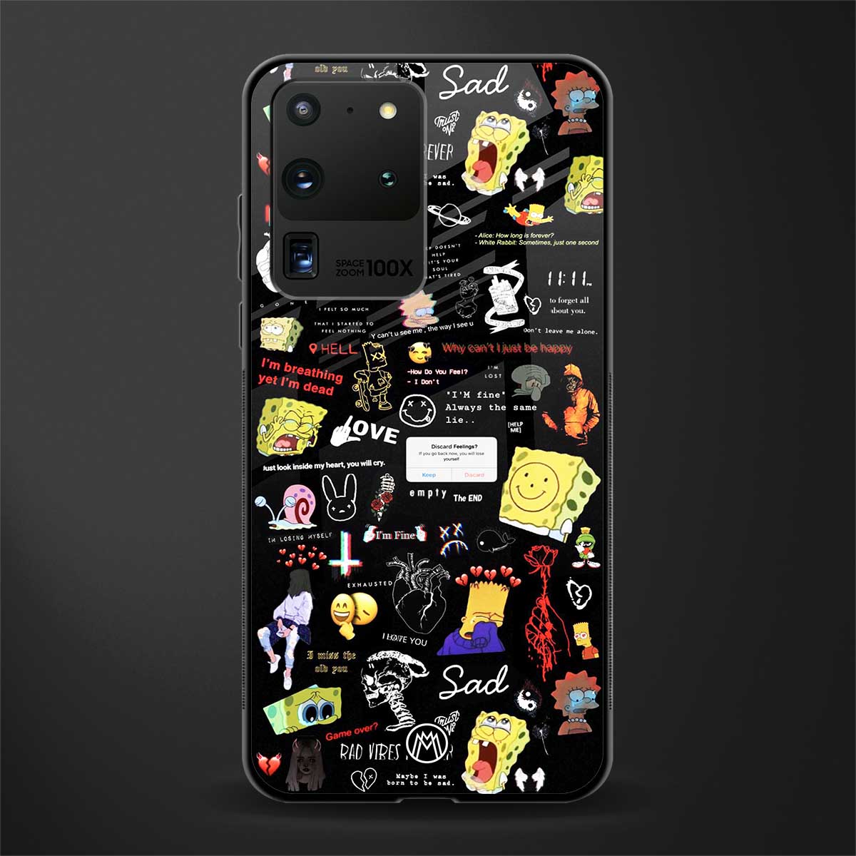black aesthetic collage glass case for samsung galaxy s20 ultra image