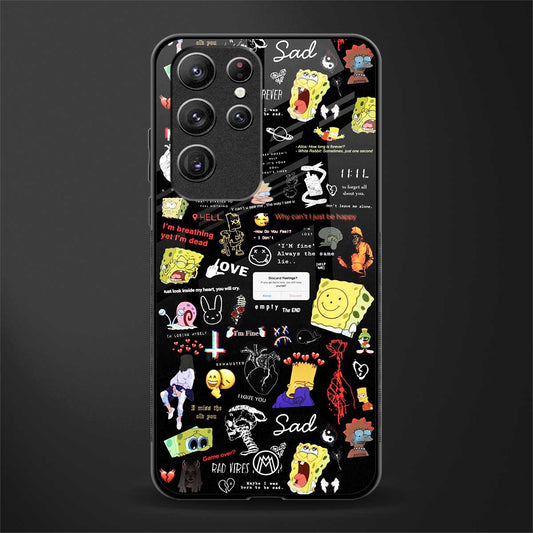 black aesthetic collage glass case for samsung galaxy s21 ultra image