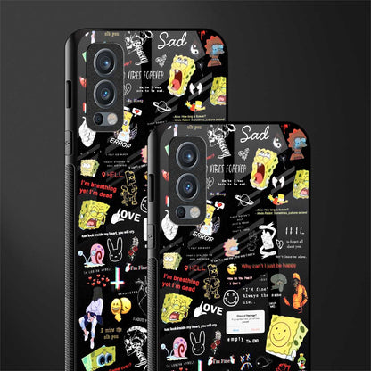 black aesthetic collage glass case for oneplus nord 2 5g image-2
