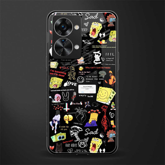 black aesthetic collage glass case for phone case | glass case for oneplus nord 2t 5g