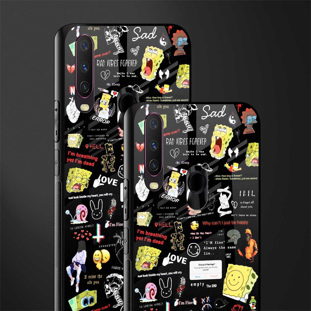 black aesthetic collage glass case for vivo y12 image-2