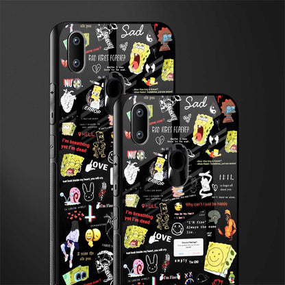 black aesthetic collage glass case for vivo y91 image-2