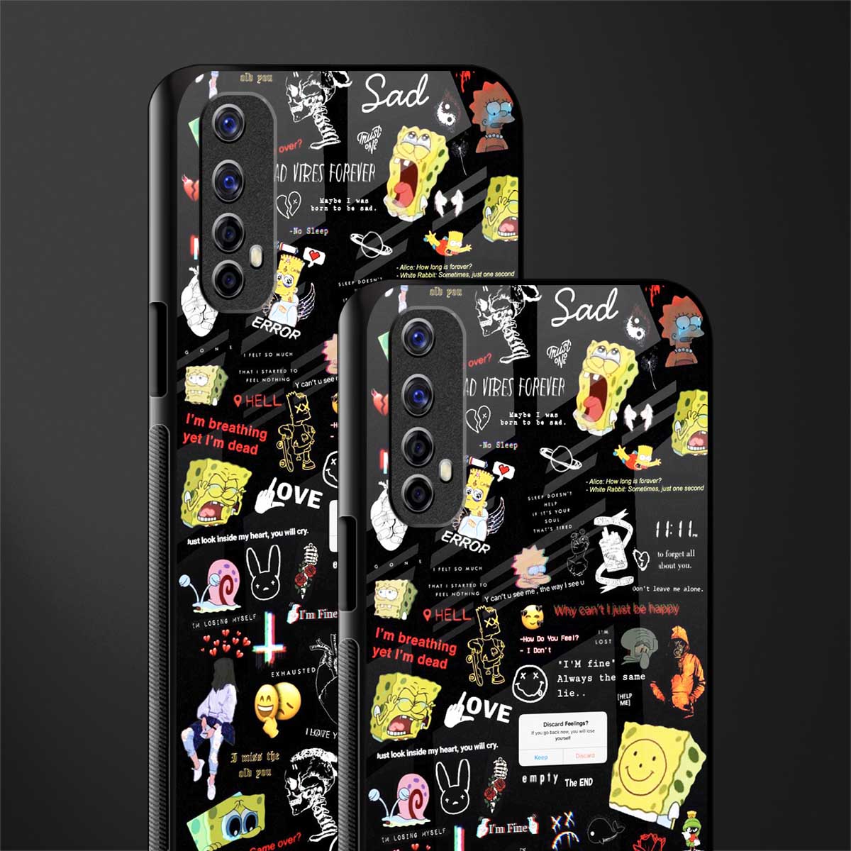 black aesthetic collage glass case for realme narzo 20 pro image-2