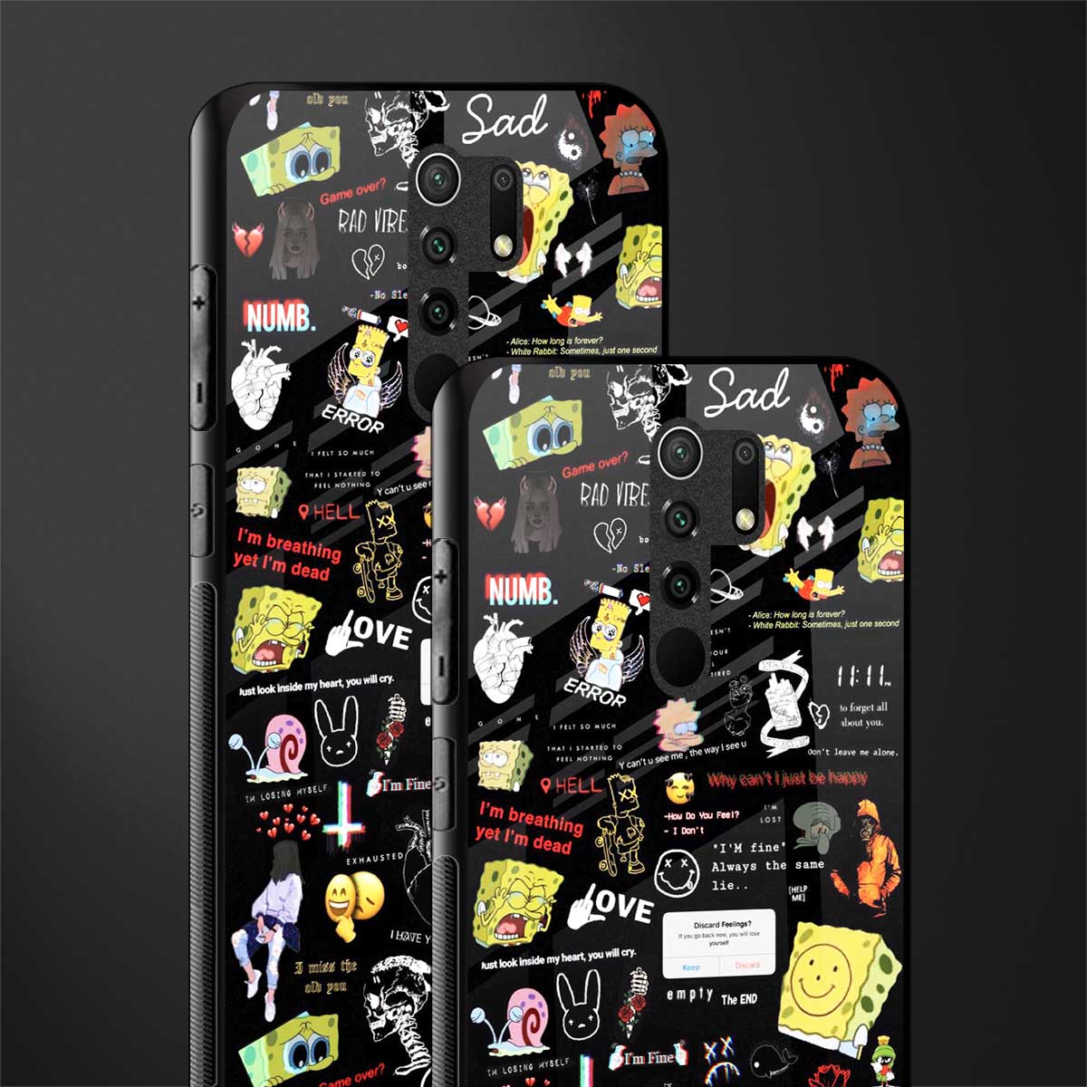 black aesthetic collage glass case for poco m2 image-2