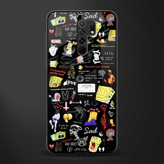 black aesthetic collage glass case for poco m2 reloaded image