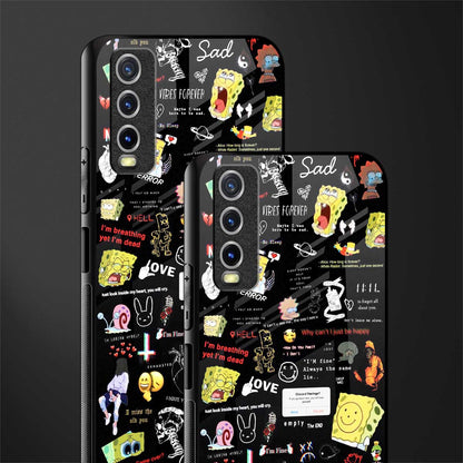 black aesthetic collage glass case for vivo y12s image-2