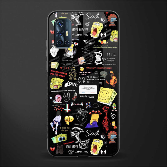 black aesthetic collage glass case for vivo v17 image