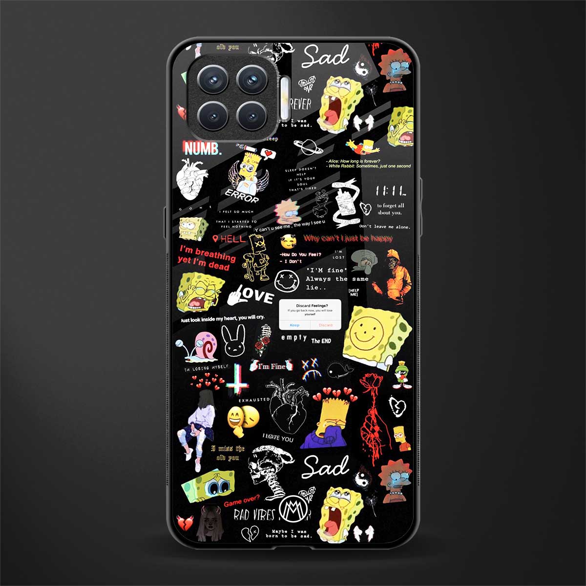 black aesthetic collage glass case for oppo f17 pro image