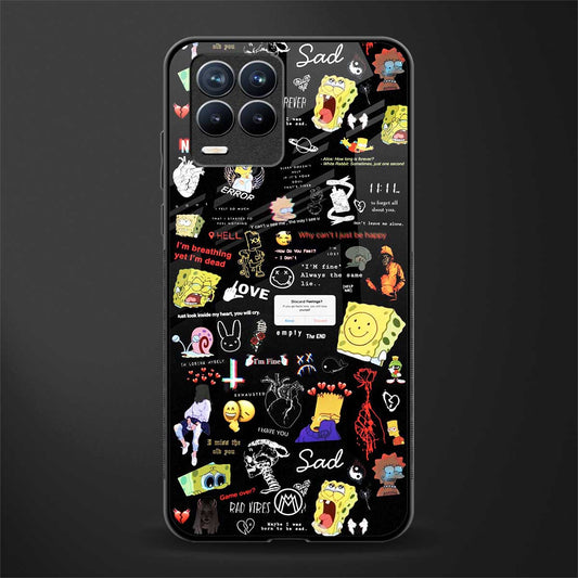 black aesthetic collage glass case for realme 8 4g image