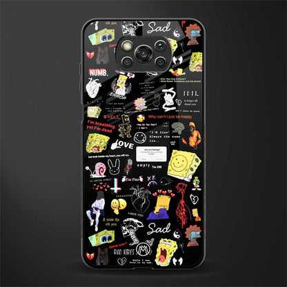 black aesthetic collage glass case for poco x3 image