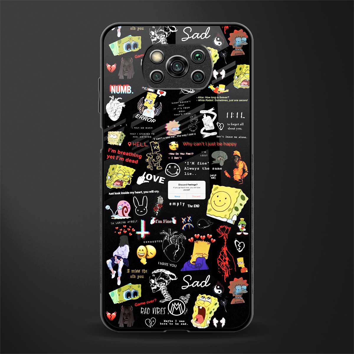black aesthetic collage glass case for poco x3 pro image