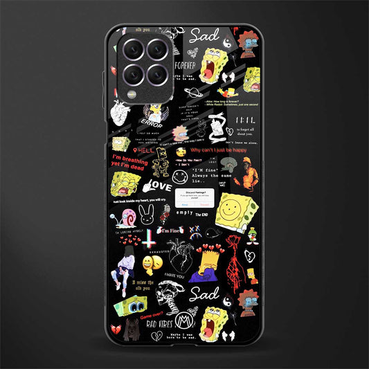 black aesthetic collage glass case for samsung galaxy f62 image