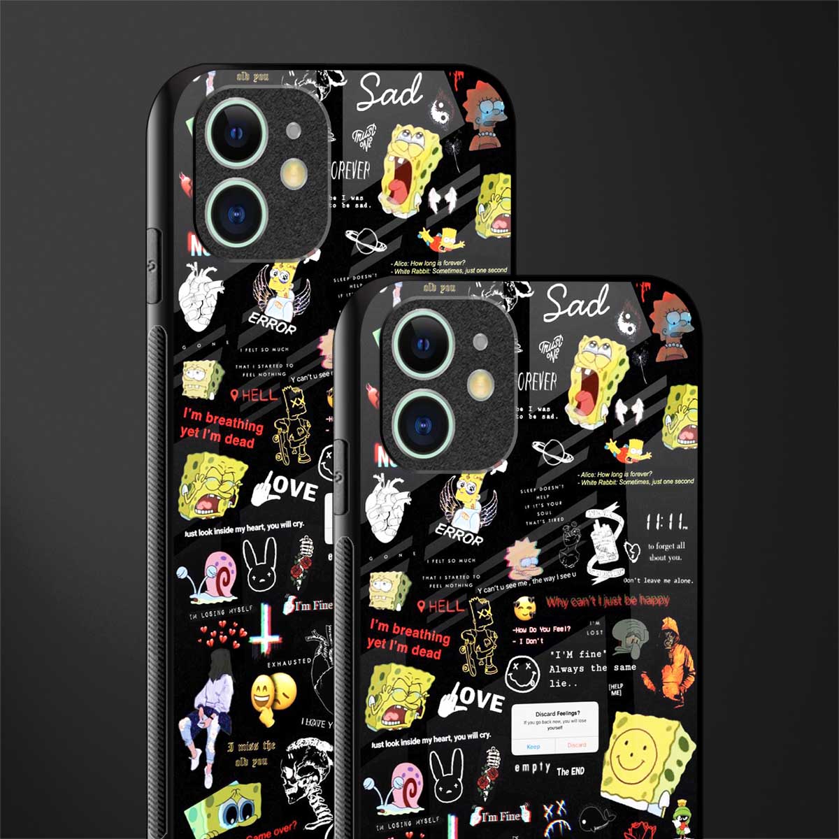 black aesthetic collage glass case for iphone 12 mini image-2