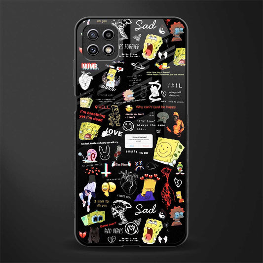 black aesthetic collage glass case for samsung galaxy a22 5g image