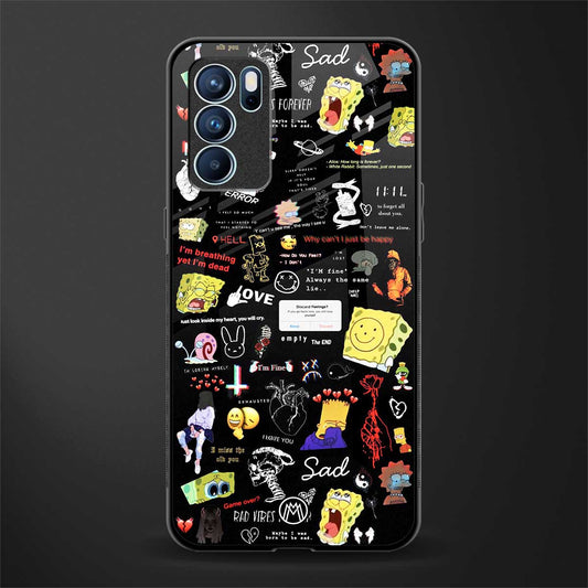 black aesthetic collage glass case for oppo reno6 5g image