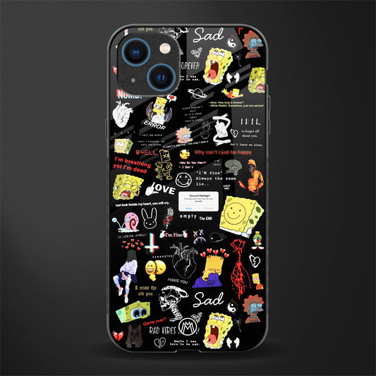black aesthetic collage glass case for iphone 13 image