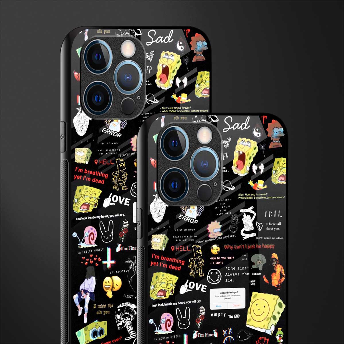 black aesthetic collage glass case for iphone 12 pro image-2