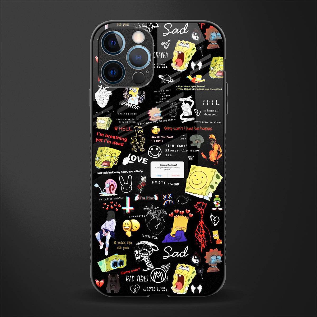 black aesthetic collage glass case for iphone 12 pro max image