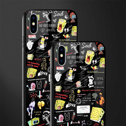 black aesthetic collage glass case for iphone xs max image-2
