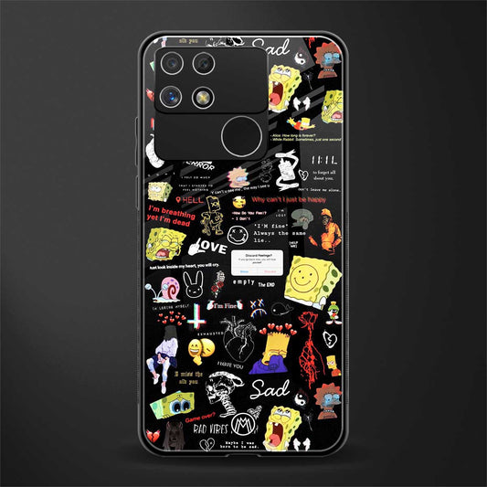 black aesthetic collage back phone cover | glass case for realme narzo 50a