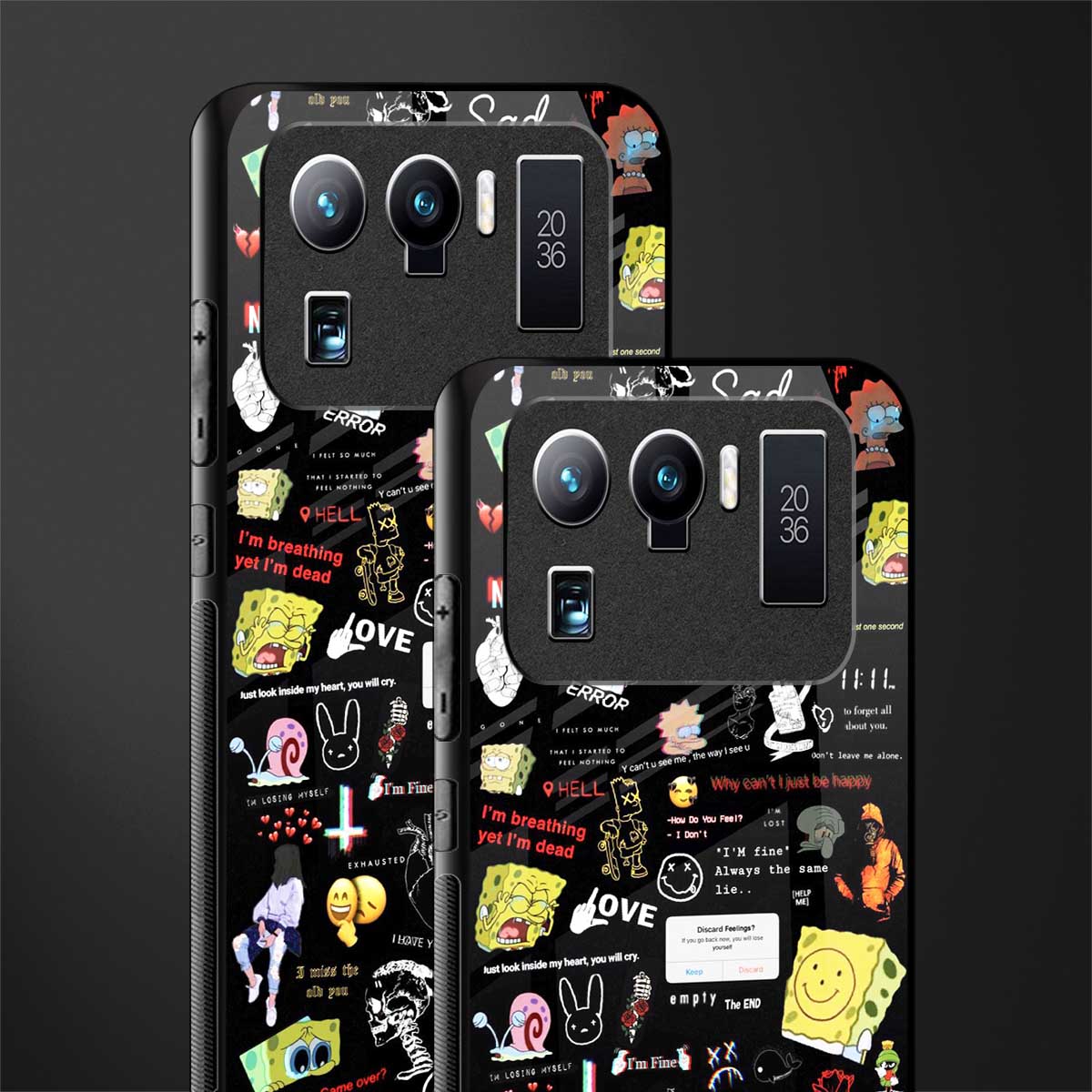 black aesthetic collage glass case for mi 11 ultra 5g image-2