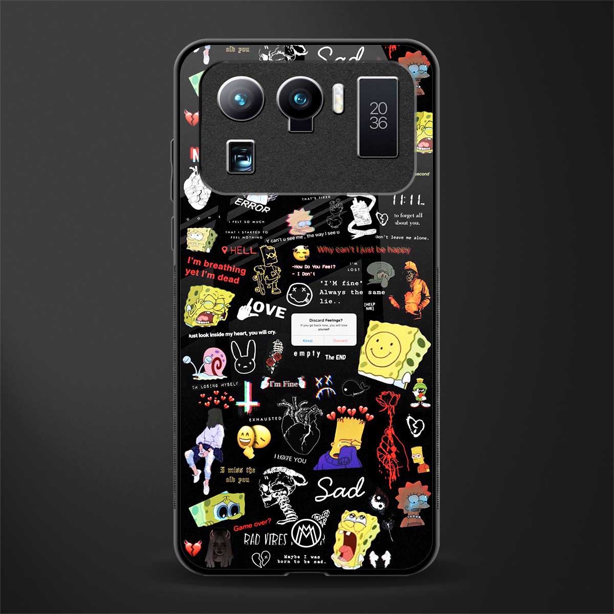 black aesthetic collage glass case for mi 11 ultra 5g image