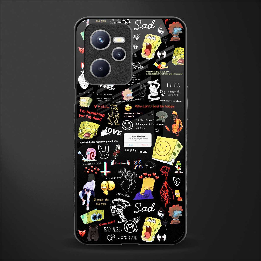 black aesthetic collage glass case for realme c35 image