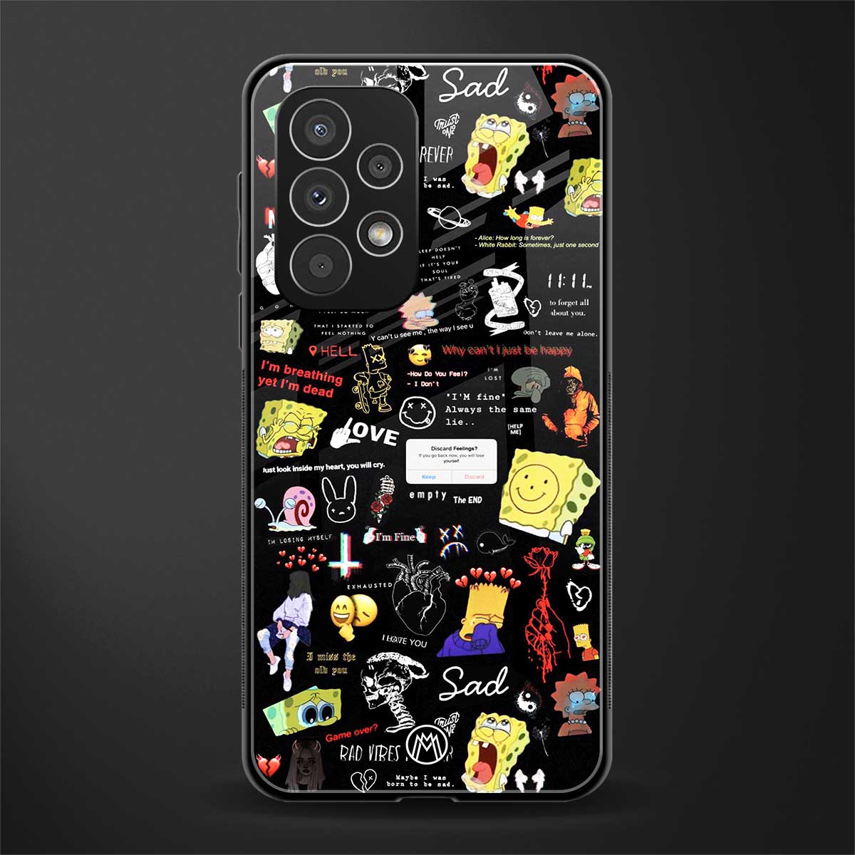 black aesthetic collage back phone cover | glass case for samsung galaxy a23