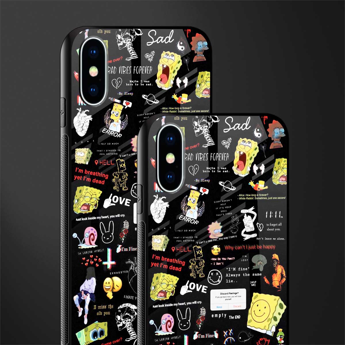 black aesthetic collage glass case for iphone x image-2